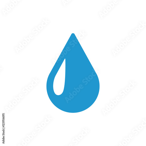 Water drop blue flat icon. On white. Raster illustration