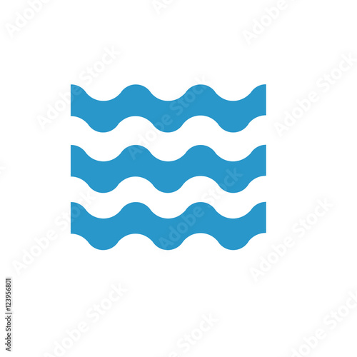 Abstract waves of water flat icon. Blue. Raster illustration