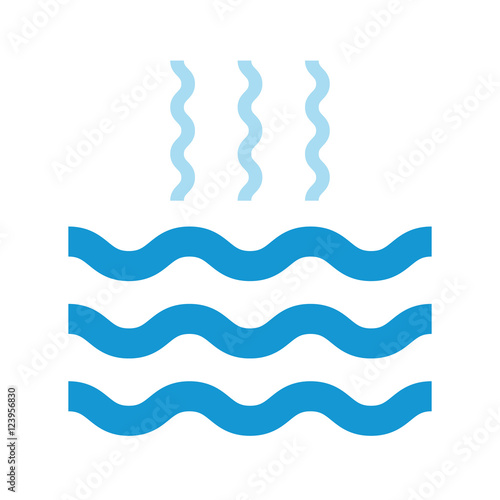 Abstract waves of water and evaporation flat icon. Blue. Raster illustration