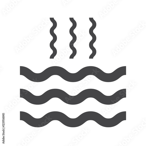 Abstract waves of water and evaporation flat icon. Black. Raster illustration