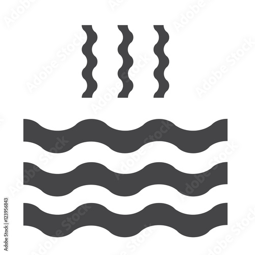 Abstract waves of water and evaporation flat icon. Black. Raster illustration