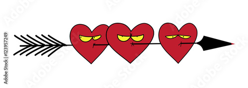 Funny picture. Hearts skewered on an arrow of Cupid.