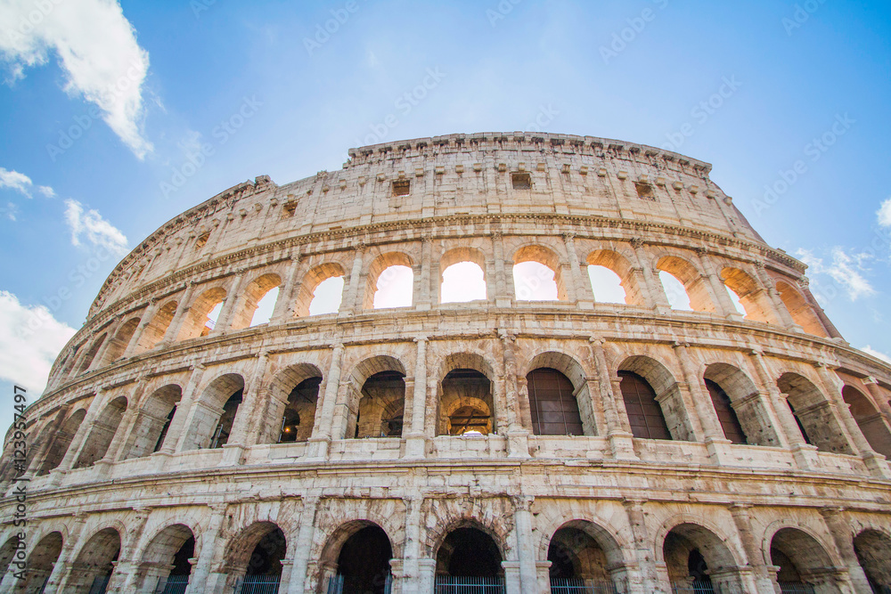 Exterior of the Flavian Amphitheatre Colosseum, in Rome, Italy