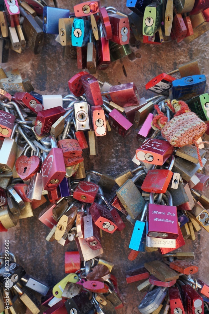 love locks at the Heidelberg love stone