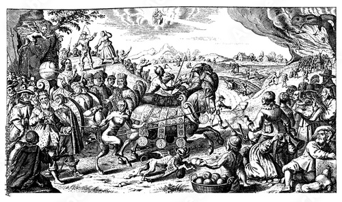 caricatural flyer of the Thirty Years War end, XVII century