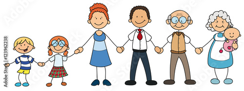 Glückliche Familie mit Großeltern