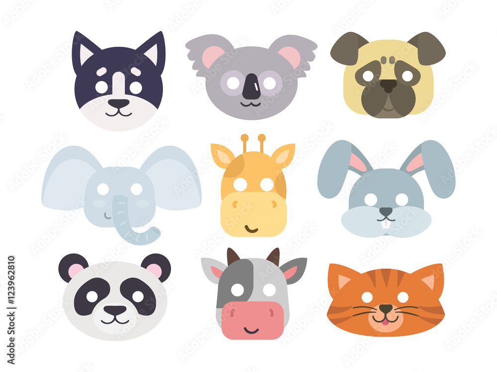 Animals carnival mask vector set. Animals carnival mask vector set.