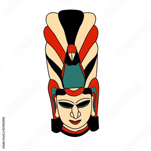 Ethnic mask. Handwritten doodles.Printing style on t-shirts, banners, posters, cover. Coloring page book for adults and children. Tattoos. Vector.