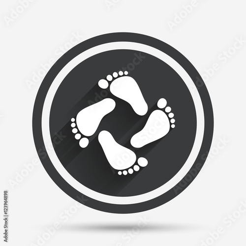 Baby footprints icon. Child barefoot steps.