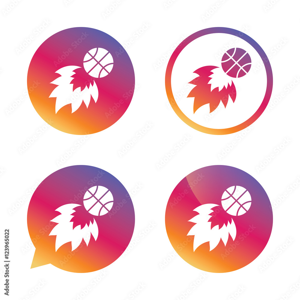 Basketball fireball sign icon. Sport symbol.