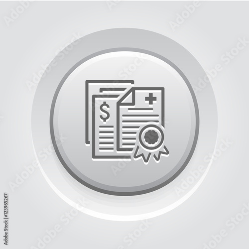 Health Insurance Policy Icon. Grey Button Design.