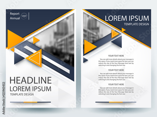 Brochure Template flyer  design of annual report with Yellow triangle in layout size A4 , Vector illustration