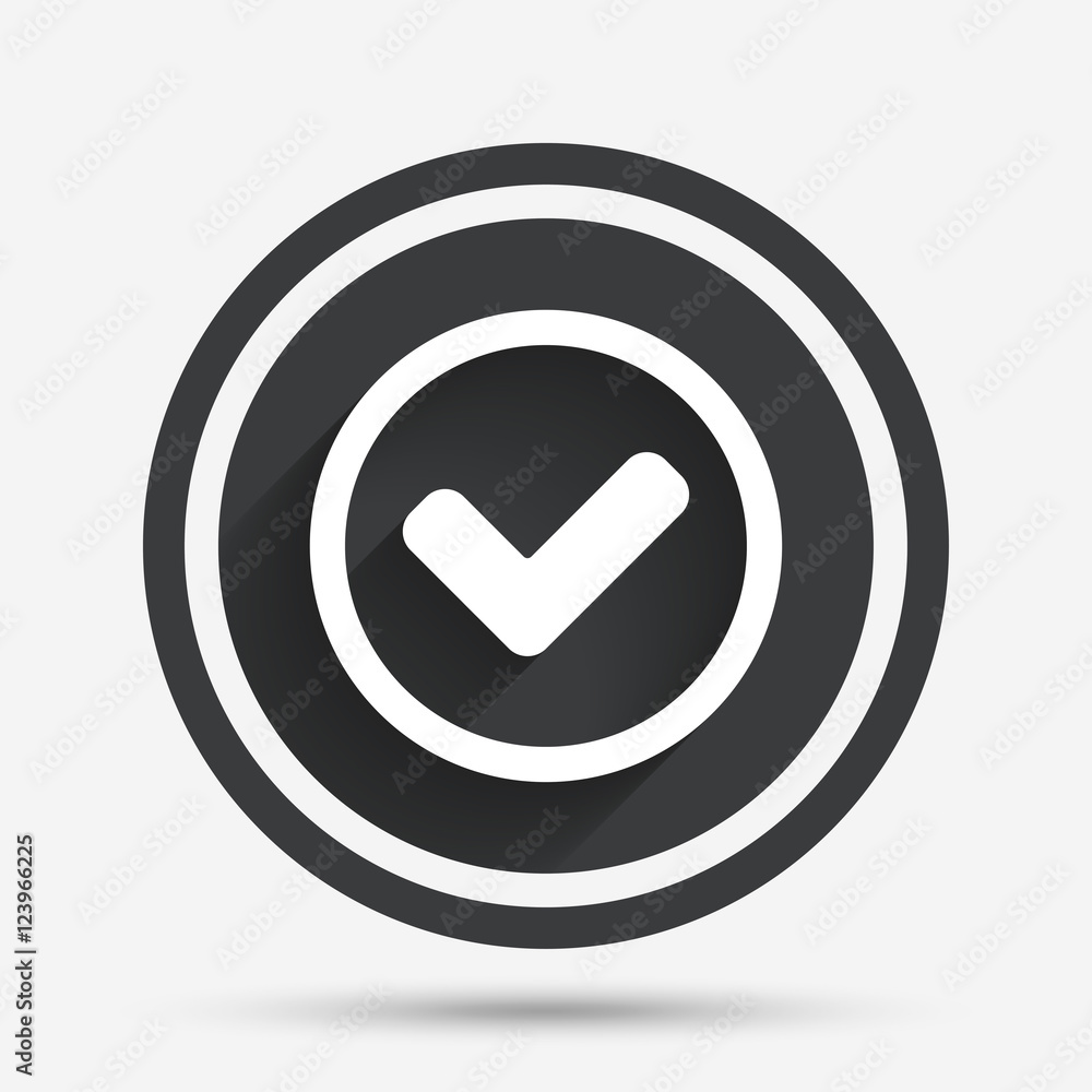 Check mark sign icon. Yes circle symbol. Check mark sign icon. Yes circle symbol.