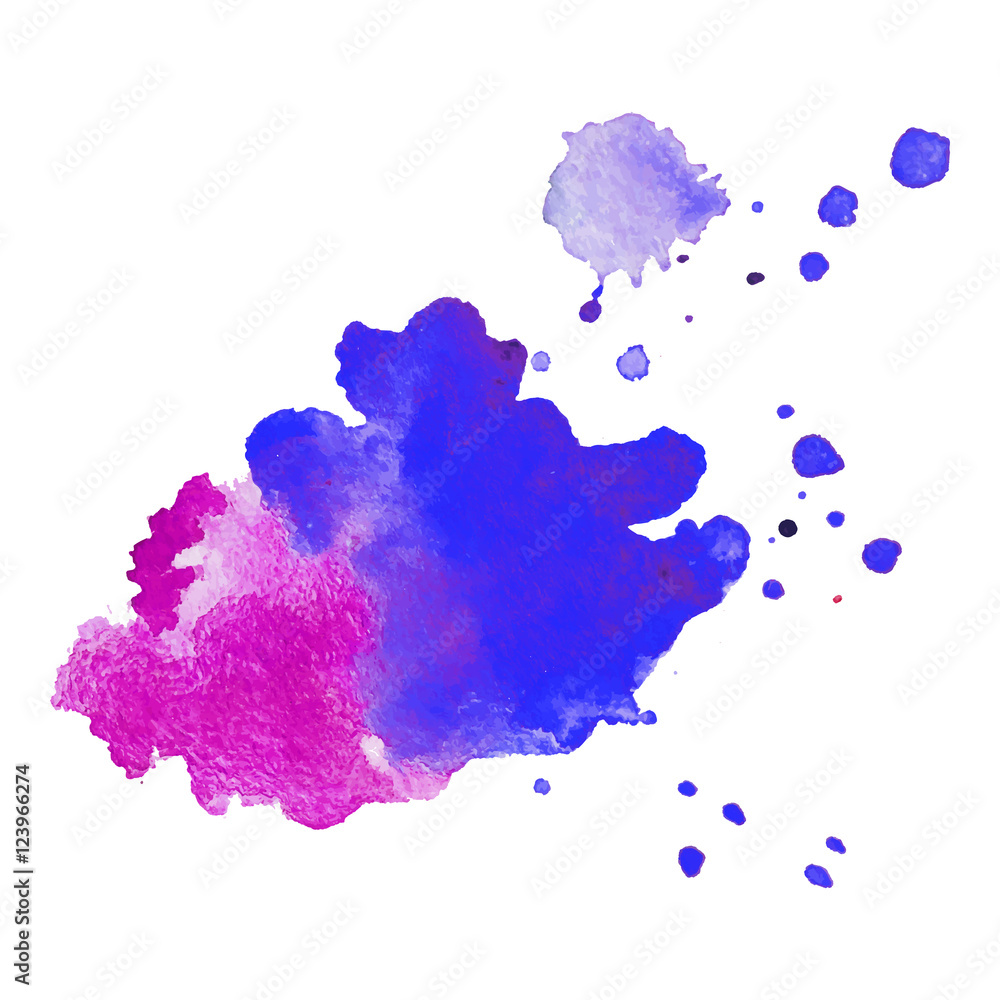 Abstract watercolor stain with splashes multicolor