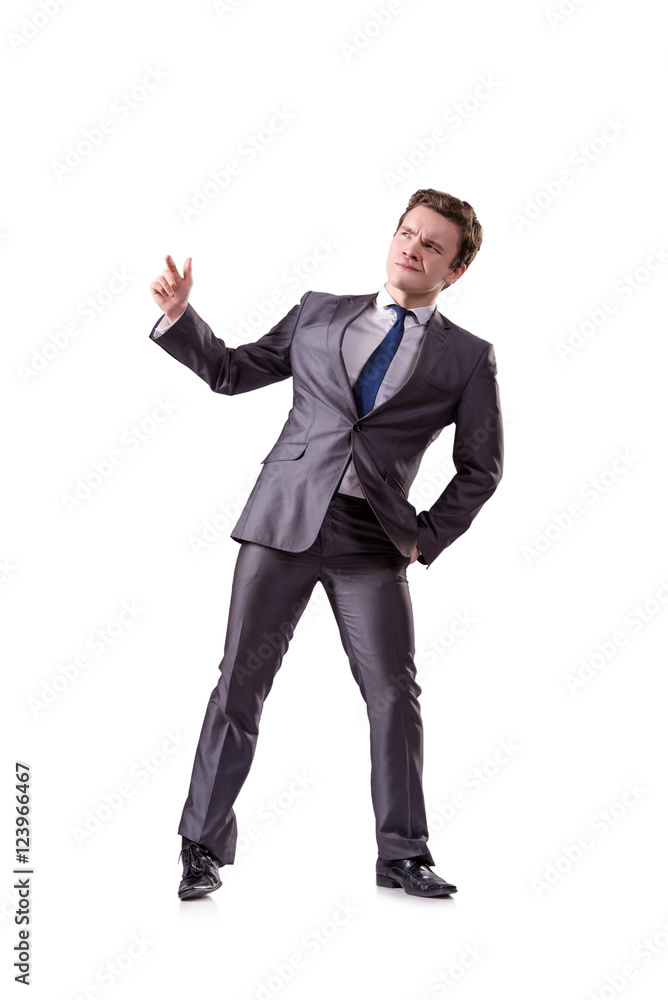Funny businessman isolated on the white background Funny businessman isolated on the white background