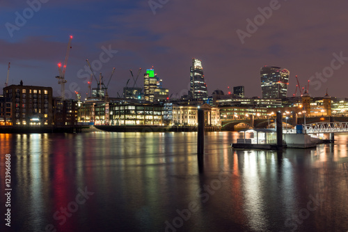Panoramic night skyline of city of London  England  Great Britain