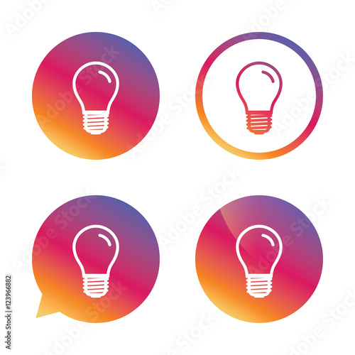 Light bulb icon. Lamp E27 screw socket symbol.