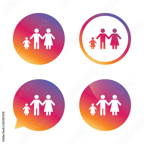 Complete family with one child sign icon.