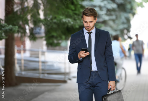 Lawyer  using smart phone o...