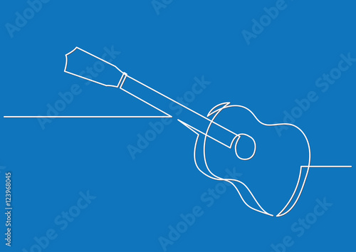 continuous line drawing of guitar