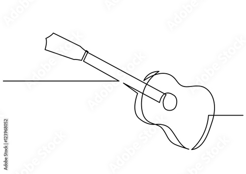 continuous line drawing of guitar