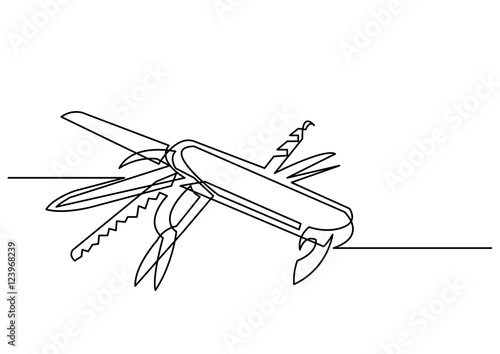continuous line drawing of swiss army knife