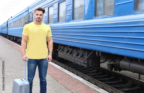 Young man in blank t-shirt ...