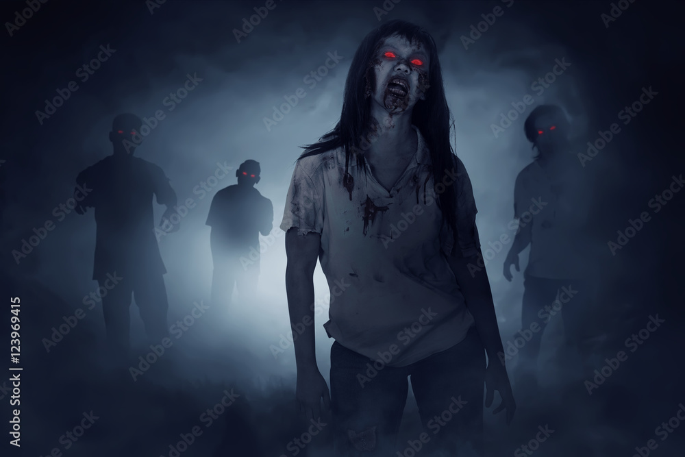 Naklejka premium Some zombies walking around