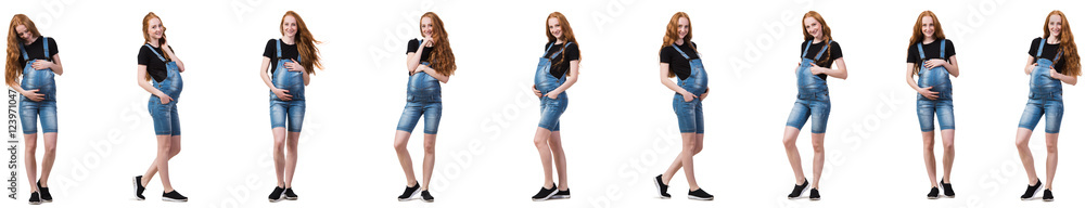Pregnant woman in composite image isolated on white Pregnant woman in composite image isolated on white