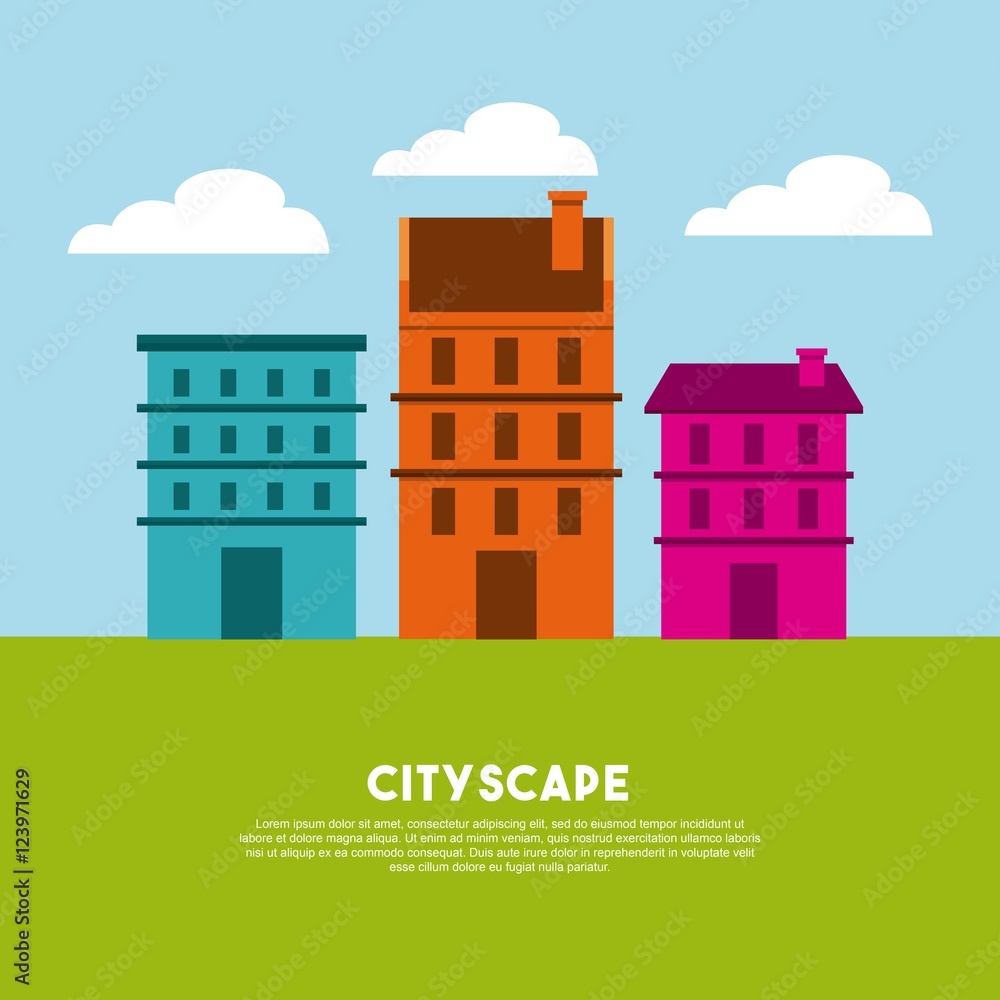 Naklejka premium cityscape buildings skyline icon vector illustration design