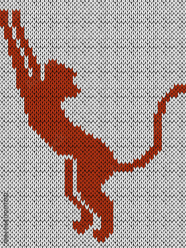 Cat with stretched paws up, knitting pattern