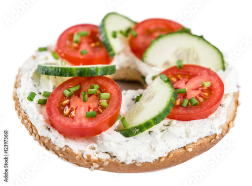 Fresh made cream cheese Bagel (isolated on white)