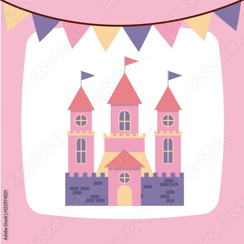 cute pink fantasy castle vector illustration design © Gstudio