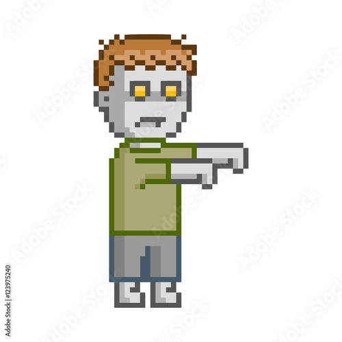 Vector pixel art set zombie for game