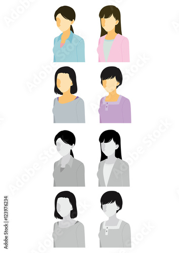 女性　普段着　シルエット