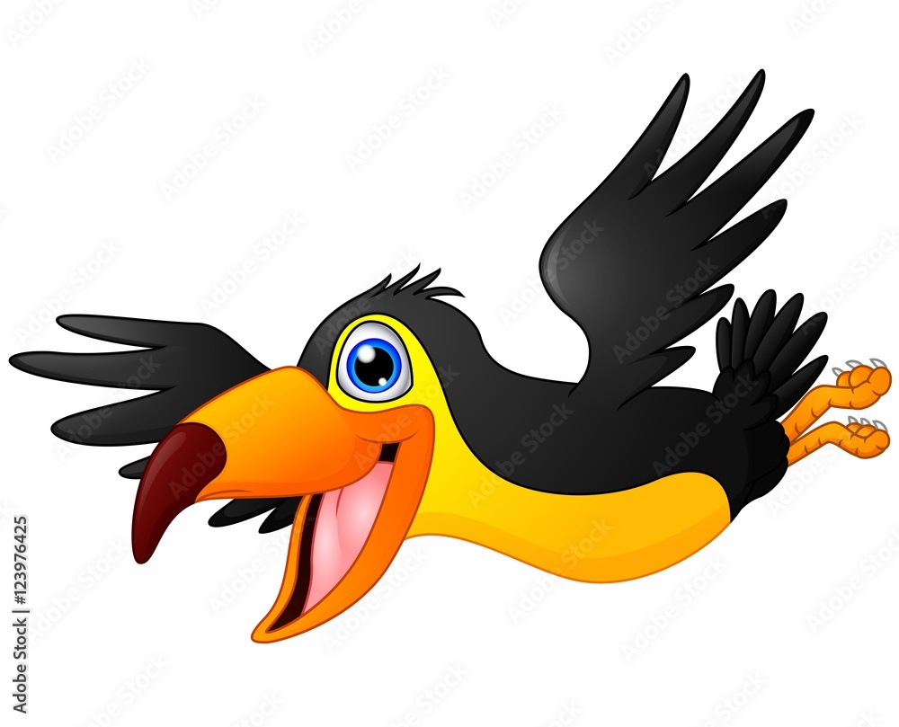 Obraz premium Cute toucan bird flying cartoon
