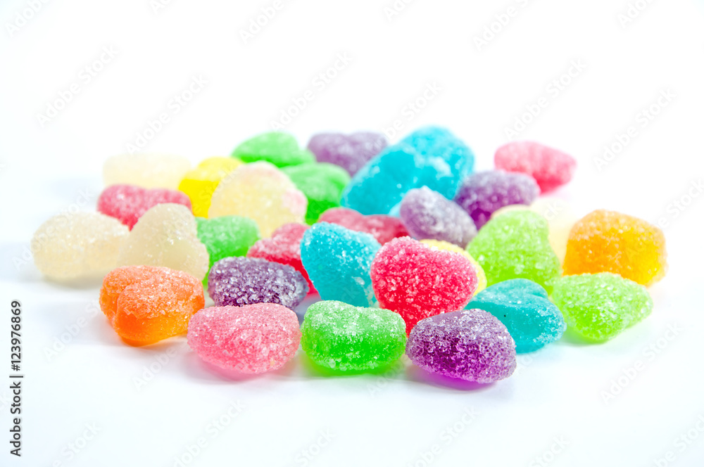 Colorful mix jelly fruits on white background Colorful mix jelly fruits on white background