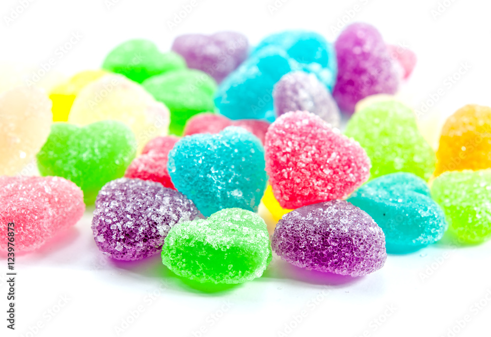 Colorful mix jelly fruits on white background Colorful mix jelly fruits on white background