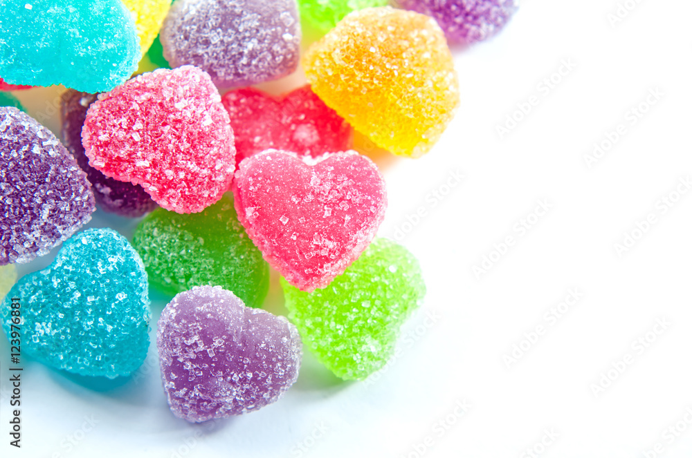 Colorful mix jelly fruits on white background Colorful mix jelly fruits on white background