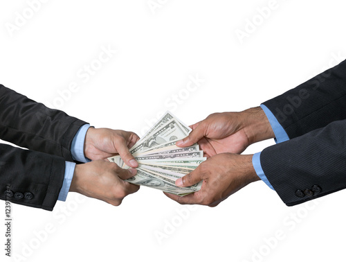 Принти на полотні Businessman recieving the money offered by businessman on white