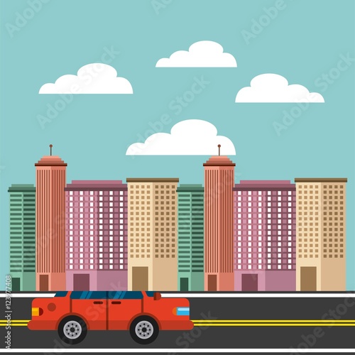 cityscape buildings skyline background vector illustration design