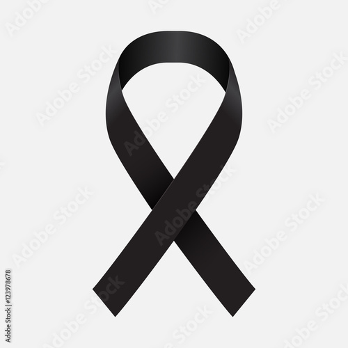 Black awareness ribbon on white background.