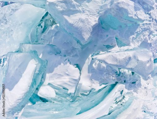 Blue ice hummocks Baikal stereographic panorama