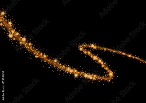 glittering stars and trail of sparkling particles