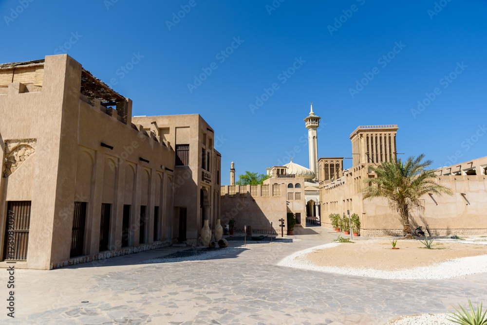 Fototapeta premium Bastakiya - old town with arabic architecture in Dubai, UAE