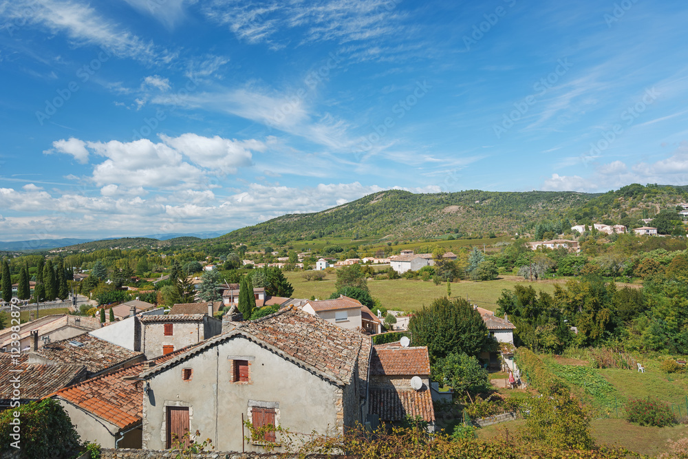 Panorama near the French village of Vallon Pont d'Arc
