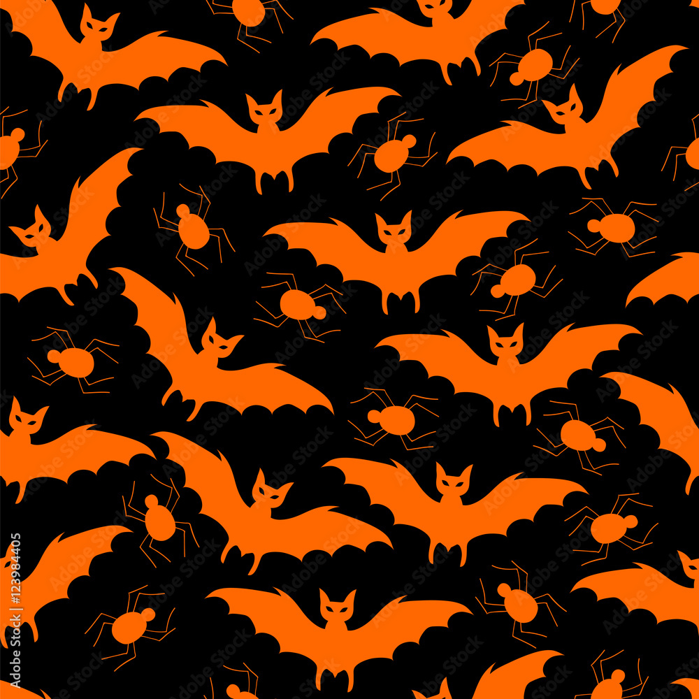 Halloween seamless pattern. The bats and spiders. Vector illustration. Halloween seamless pattern. The bats and spiders. Vector illustration.