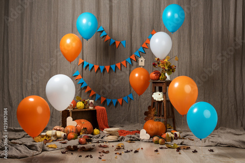 Photography autumn decor for a child's birthday party