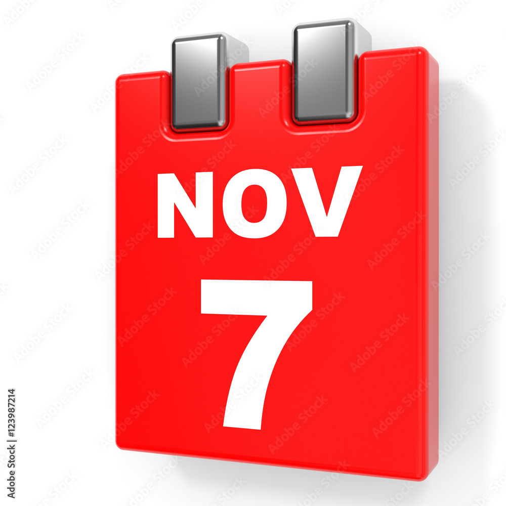 November 7. Calendar on white background. November 7. Calendar on white background.