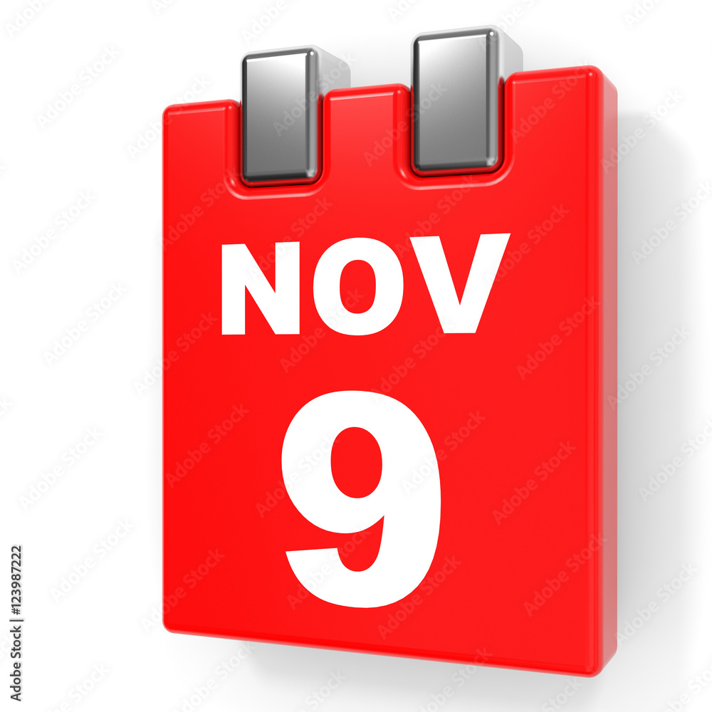 November 9. Calendar on white background. November 9. Calendar on white background.